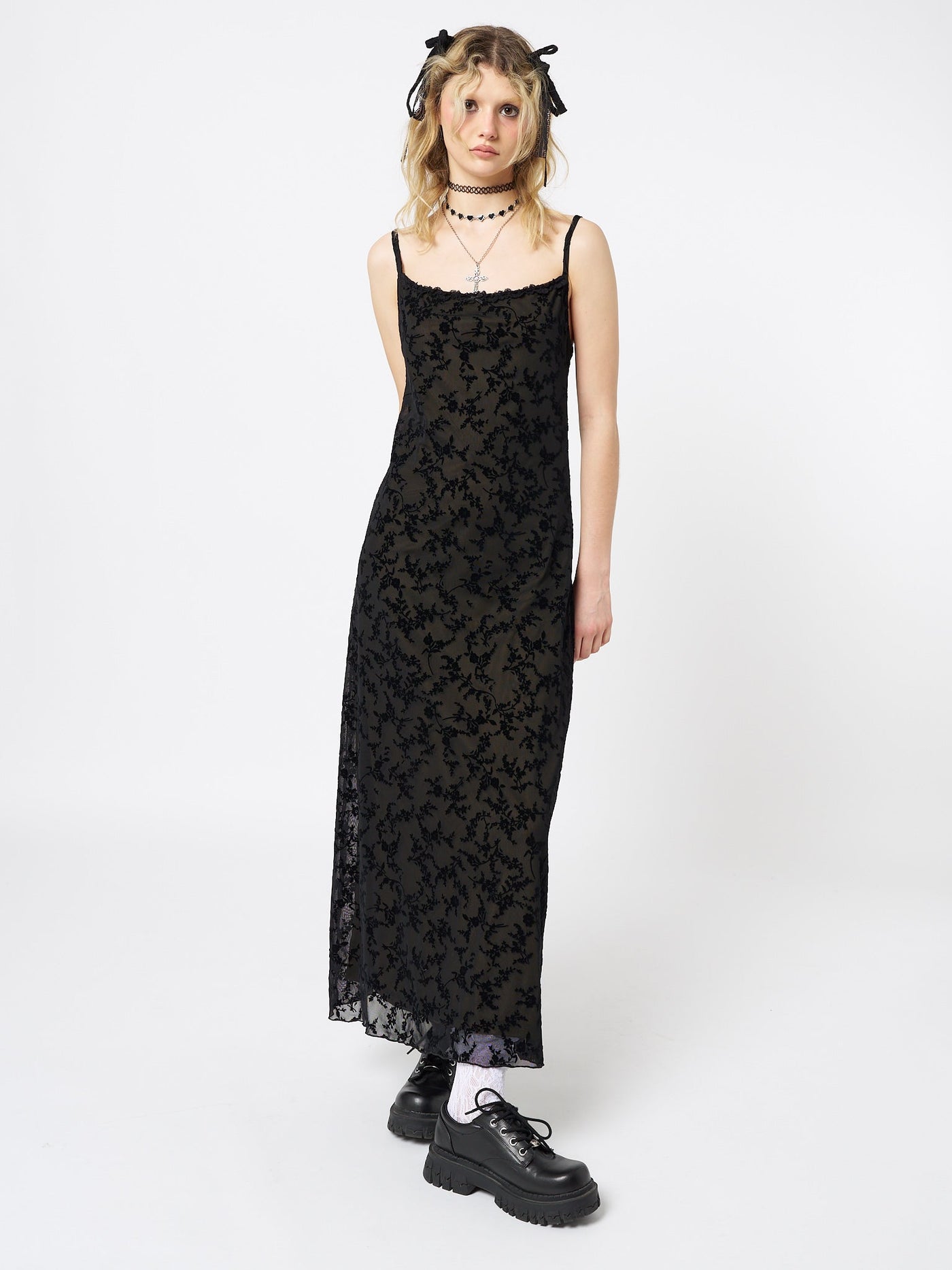 Titania Black Mesh Maxi Dress - Minga EU