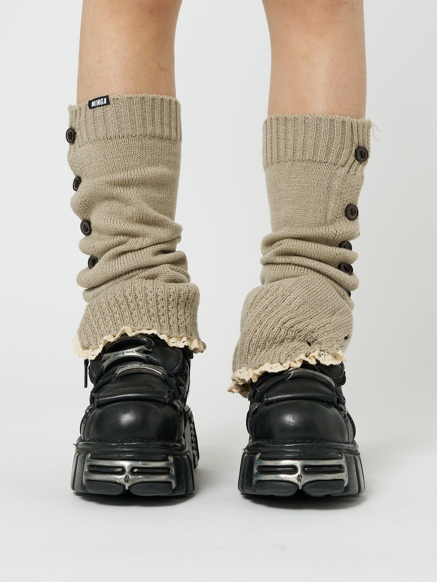 Zeva Beige Buttoned Leg Warmers - Minga EU