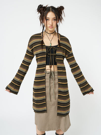 Luna Forest Stripes Tie Front Knit Cardigan - Minga EU