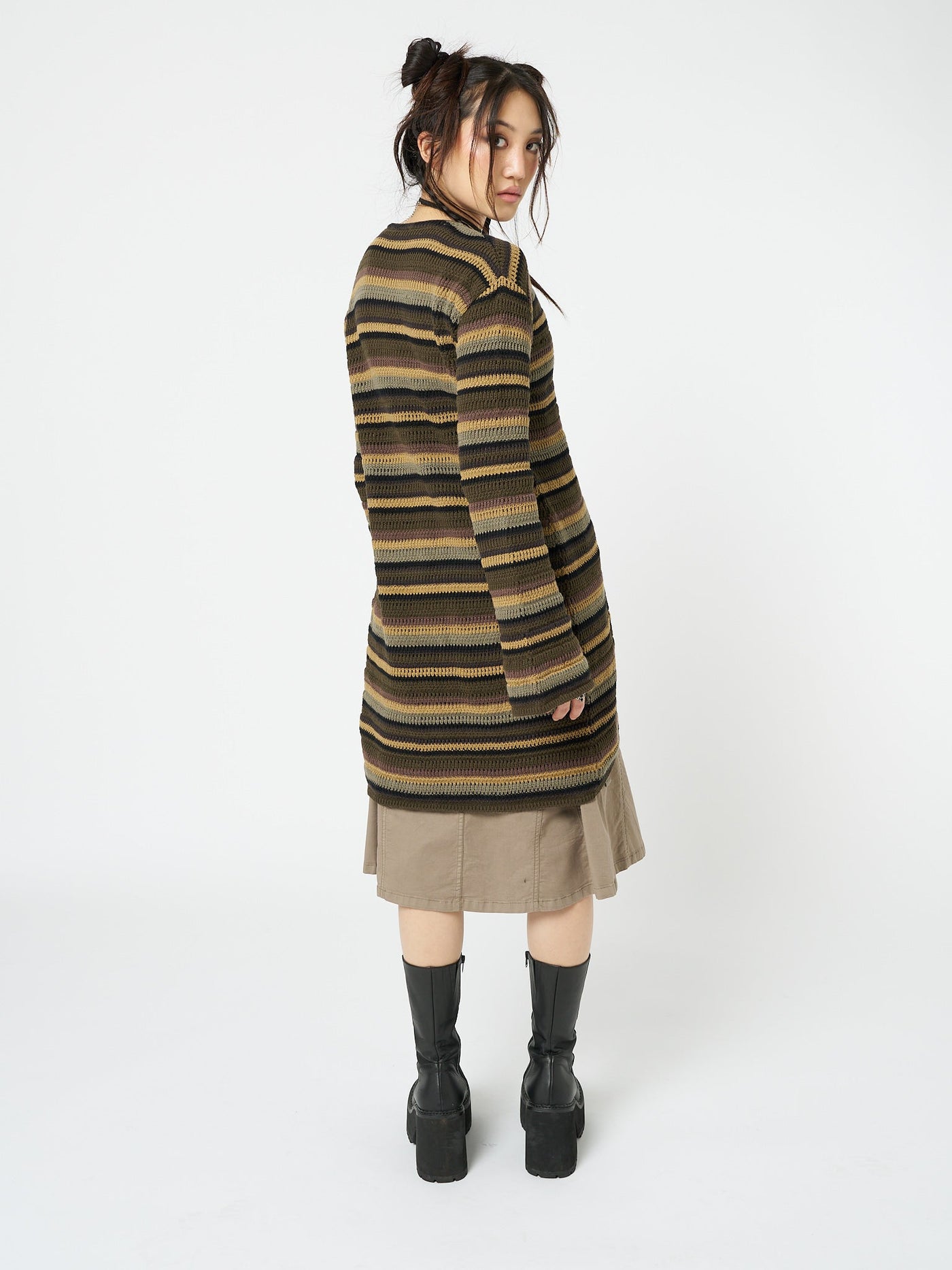 Luna Forest Stripes Tie Front Knit Cardigan - Minga EU