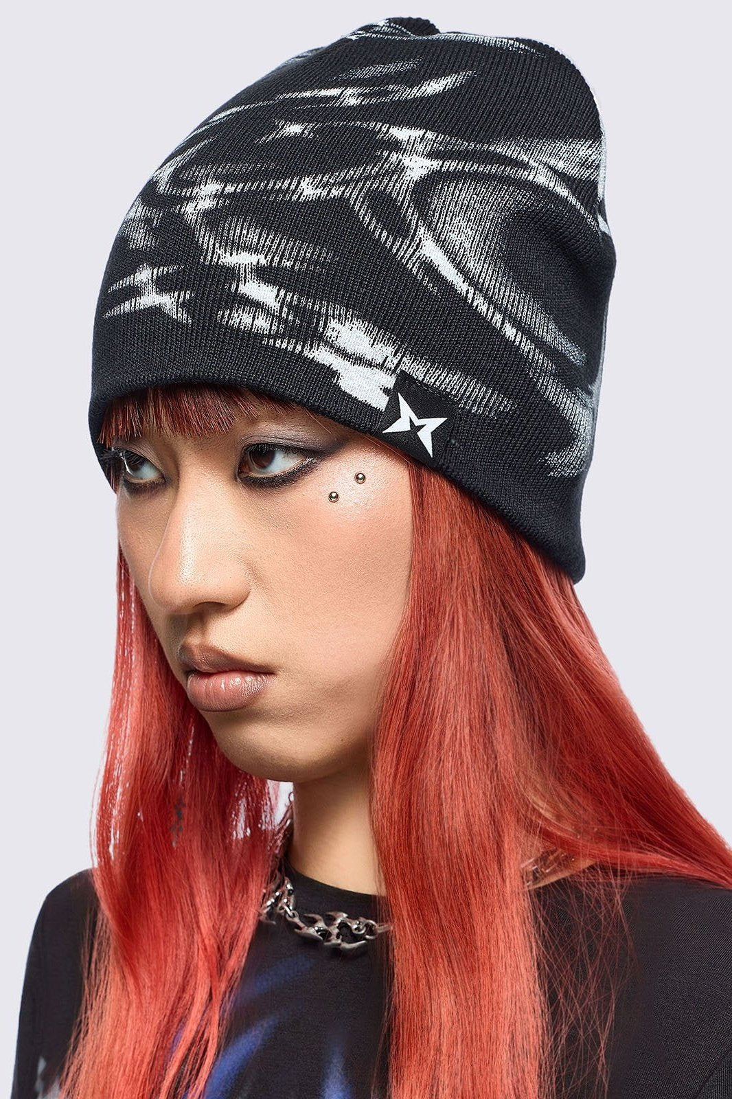 Cyber Sigilism Graphic Black Beanie | Minga London x Coldf33t