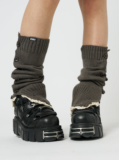 Zeva Grey Buttoned Leg Warmers - Minga EU