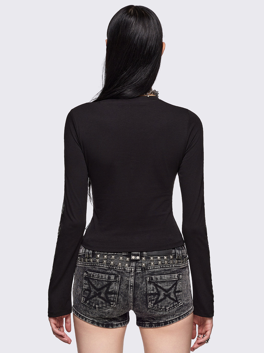 Black Cut-Out Top with Eyelet Sleeves | Minga London – Minga London US