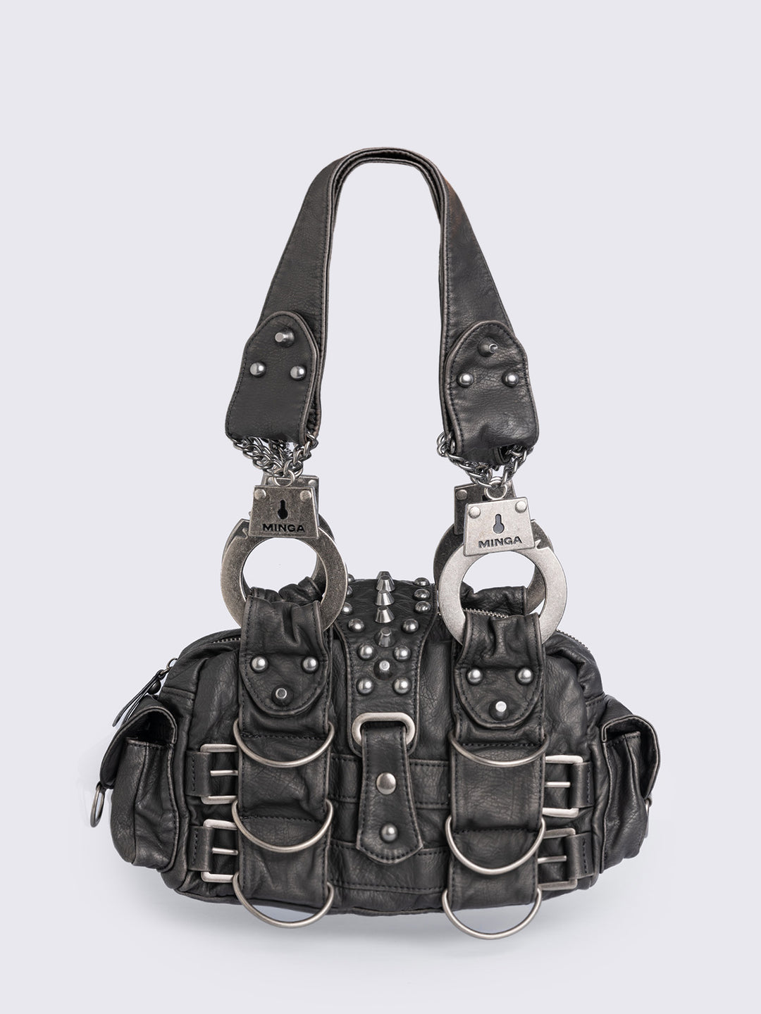 minga london bag opium y2k V系 archive Vegan Leather Shoulder Bag with Handcuffs and Buckles | Minga