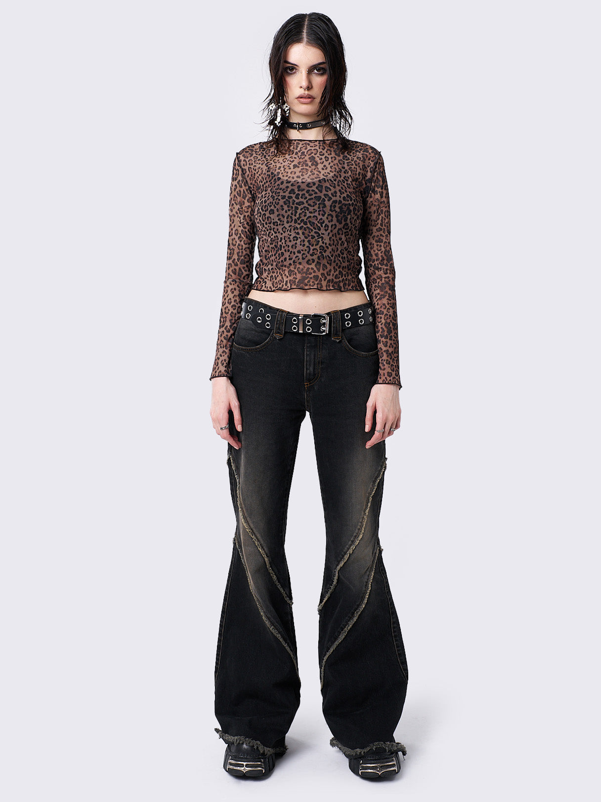 Nala Leopard Print Mesh Top