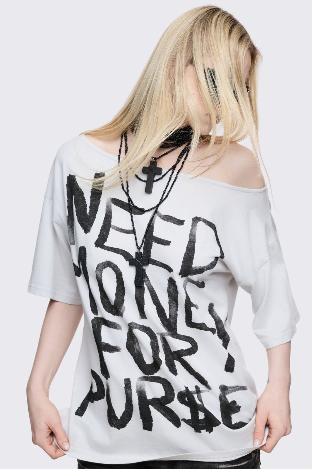 Off-White Graphic Off Shoulder T-Shirt | Minga London