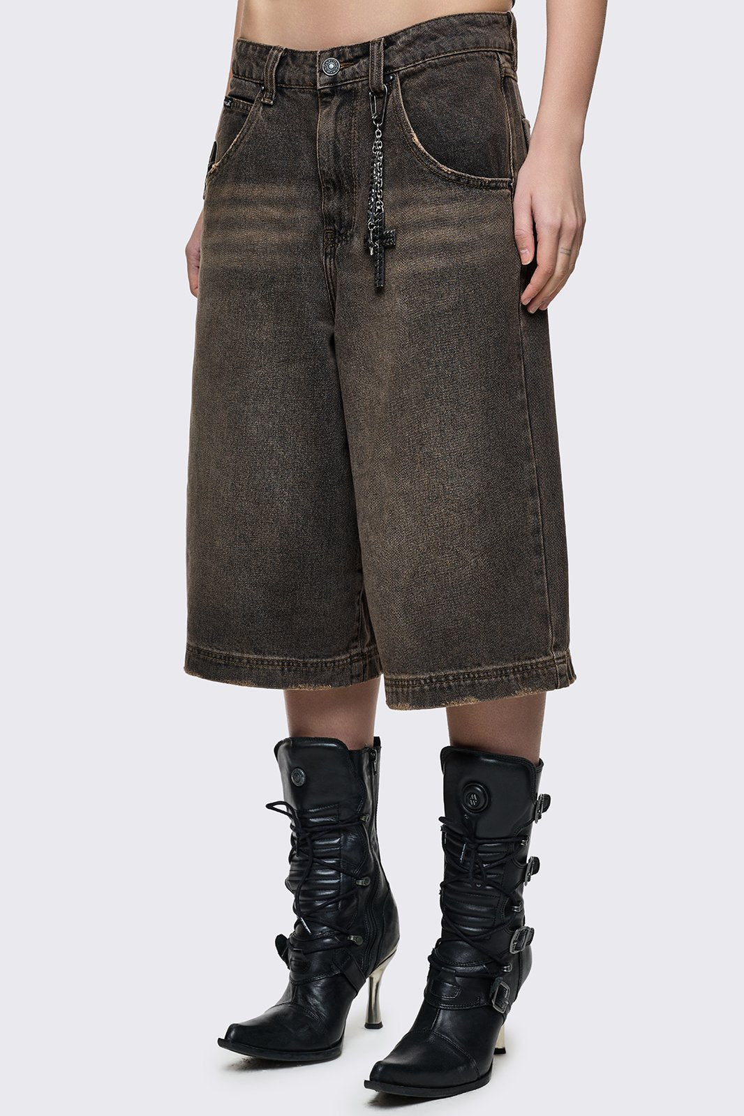 Brown Overdye Washed Baggy Jorts | Minga London – Minga London US