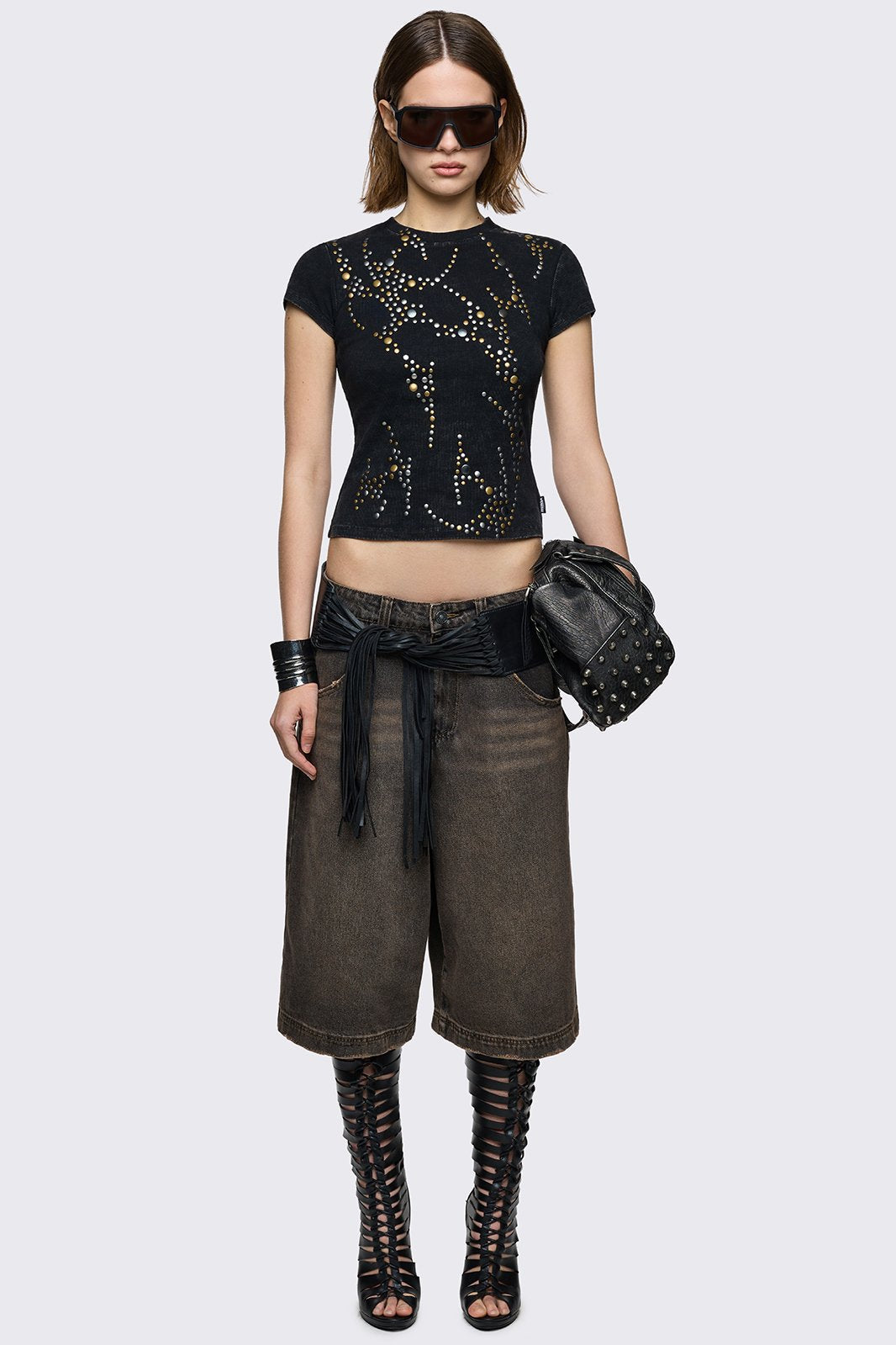 Brown Overdye Washed Baggy Jorts | Minga London – Minga London US