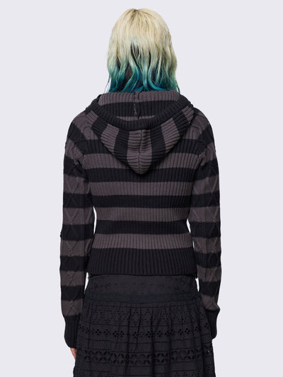 Noir Striped Knitted Hoodie