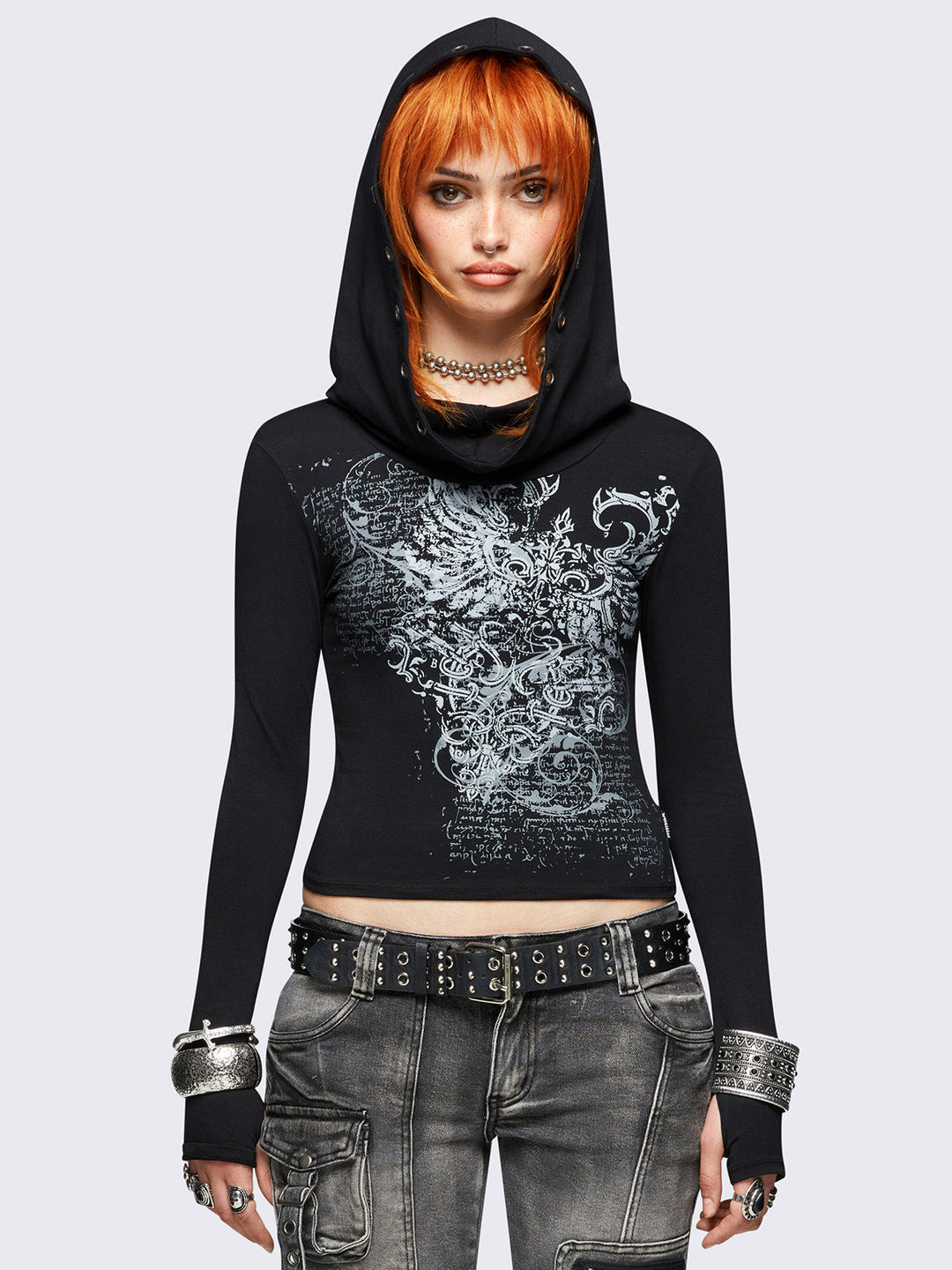 売れ筋商品|||エルエーポップアート カットソー トップス レディース Women's Bride Word Art Hooded Sweatshirt Black obscurity-black-long-sleeve-