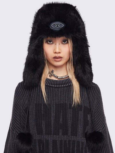 Black Faux Fur Trapper Hat | Minga London – Minga London US