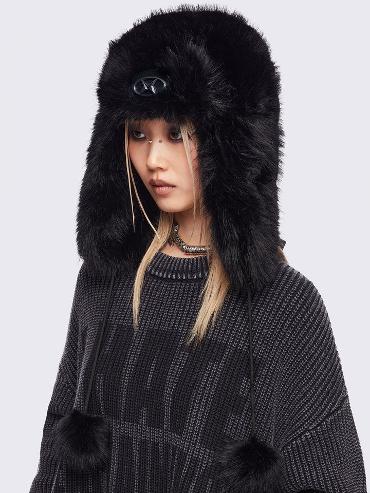 Black Faux Fur Trapper Hat | Minga London – Minga London US