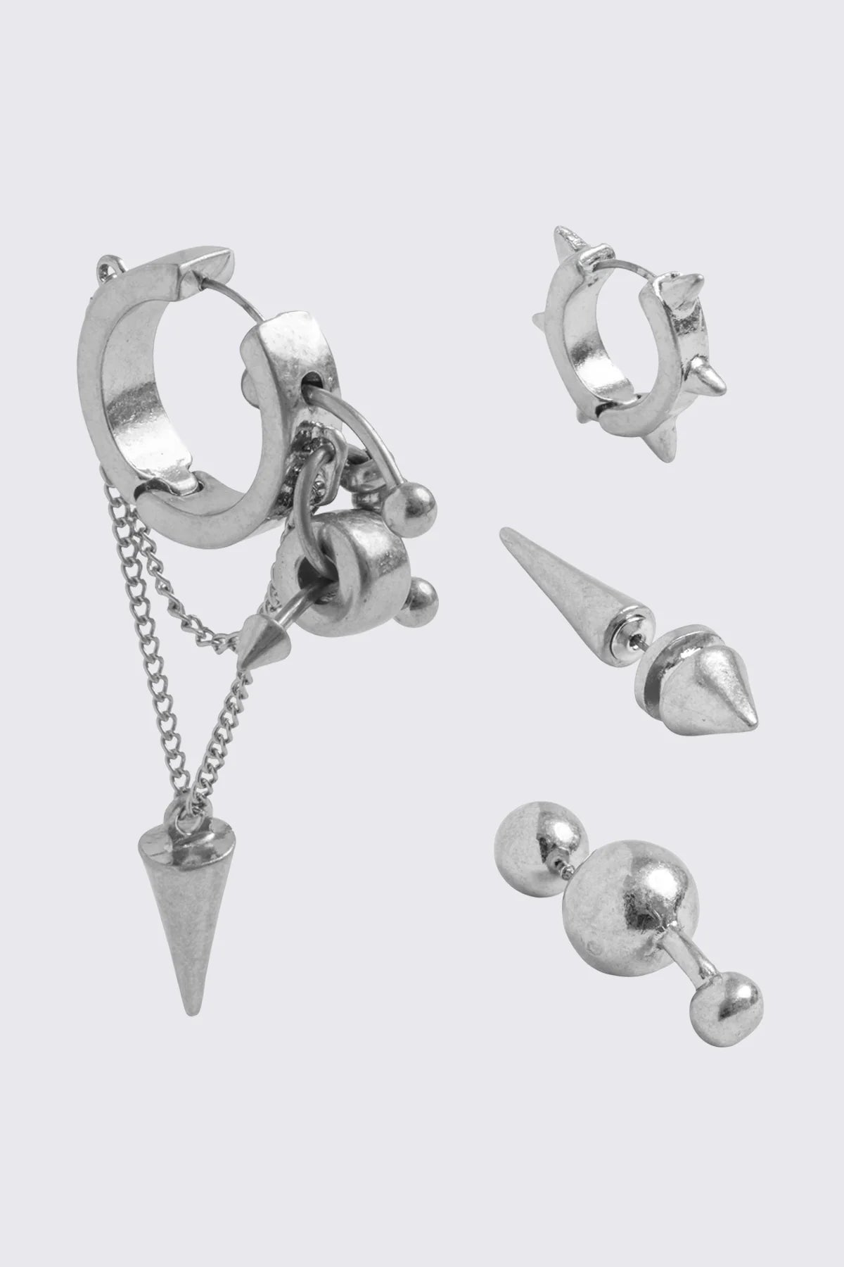 Silver 4 pc chunky earring set. 