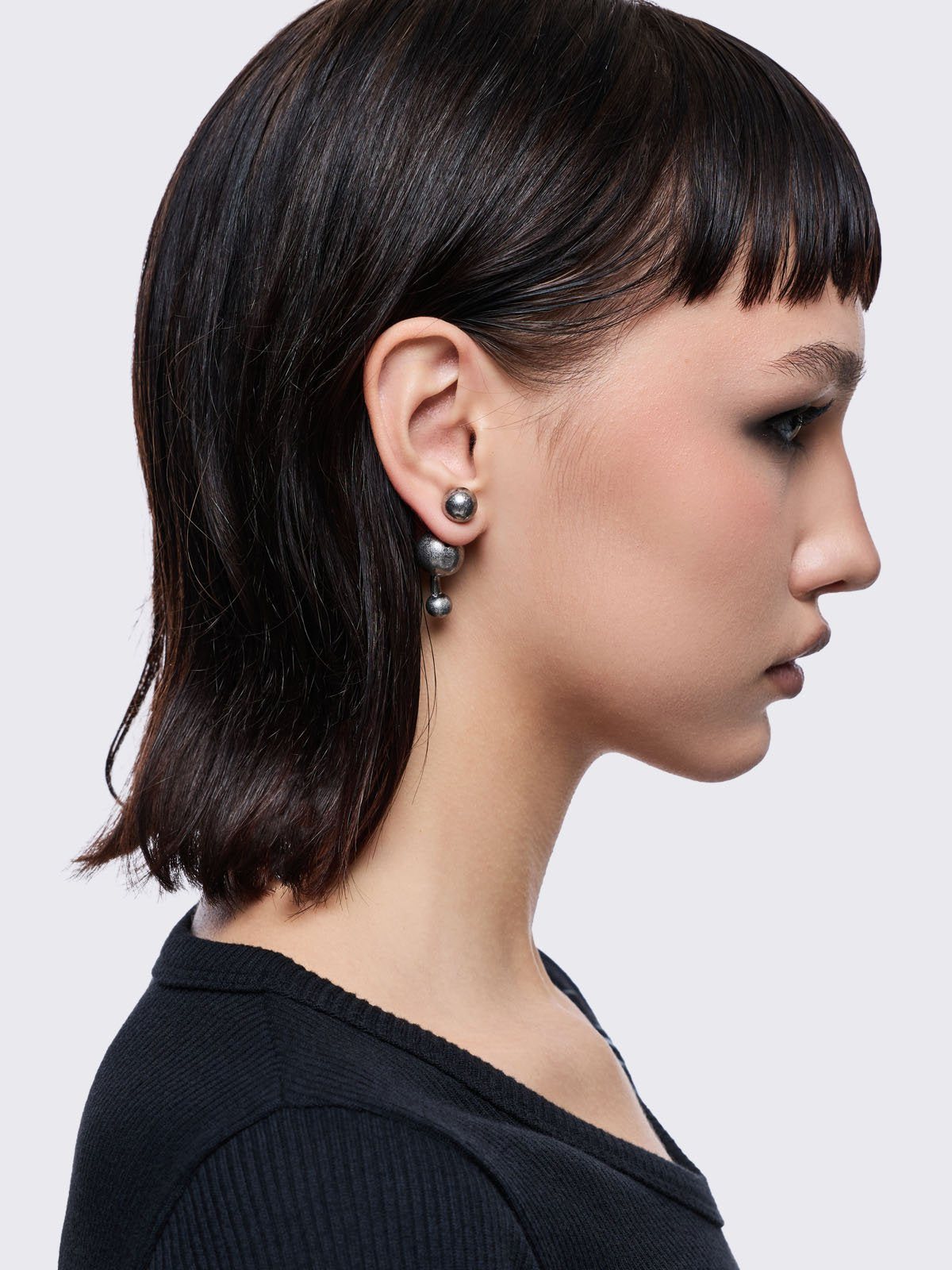 Silver 4 pc chunky earring set. 