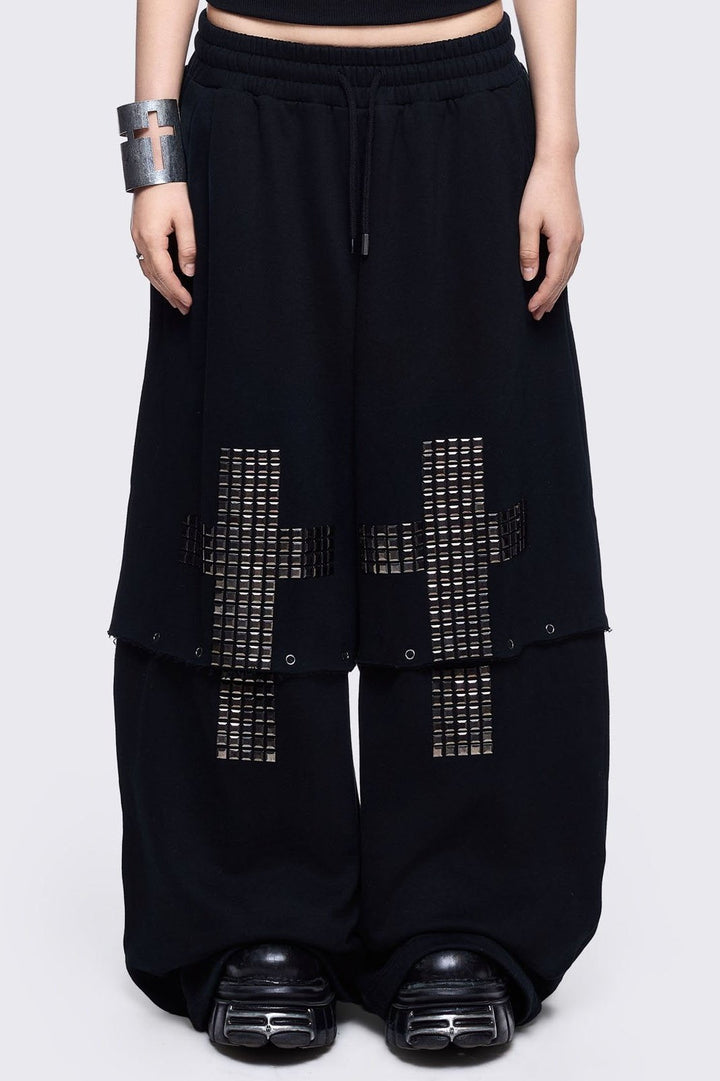 Wide Leg Sweatpants with Studded Cross | Minga London – Minga