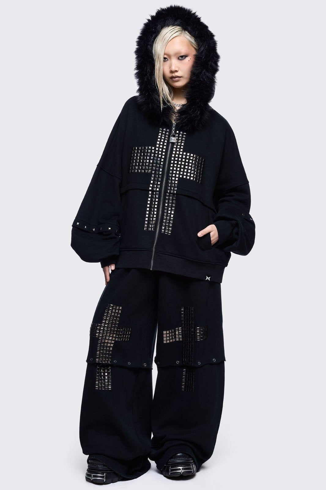 Wide Leg Sweatpants with Studded Cross | Minga London – Minga