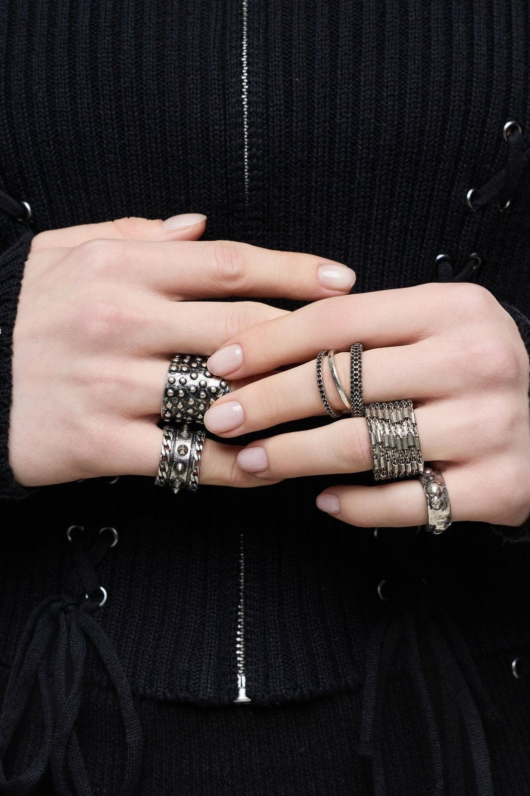 Chunky Ring Set in Antique Silver Finish | Minga London – Minga London US