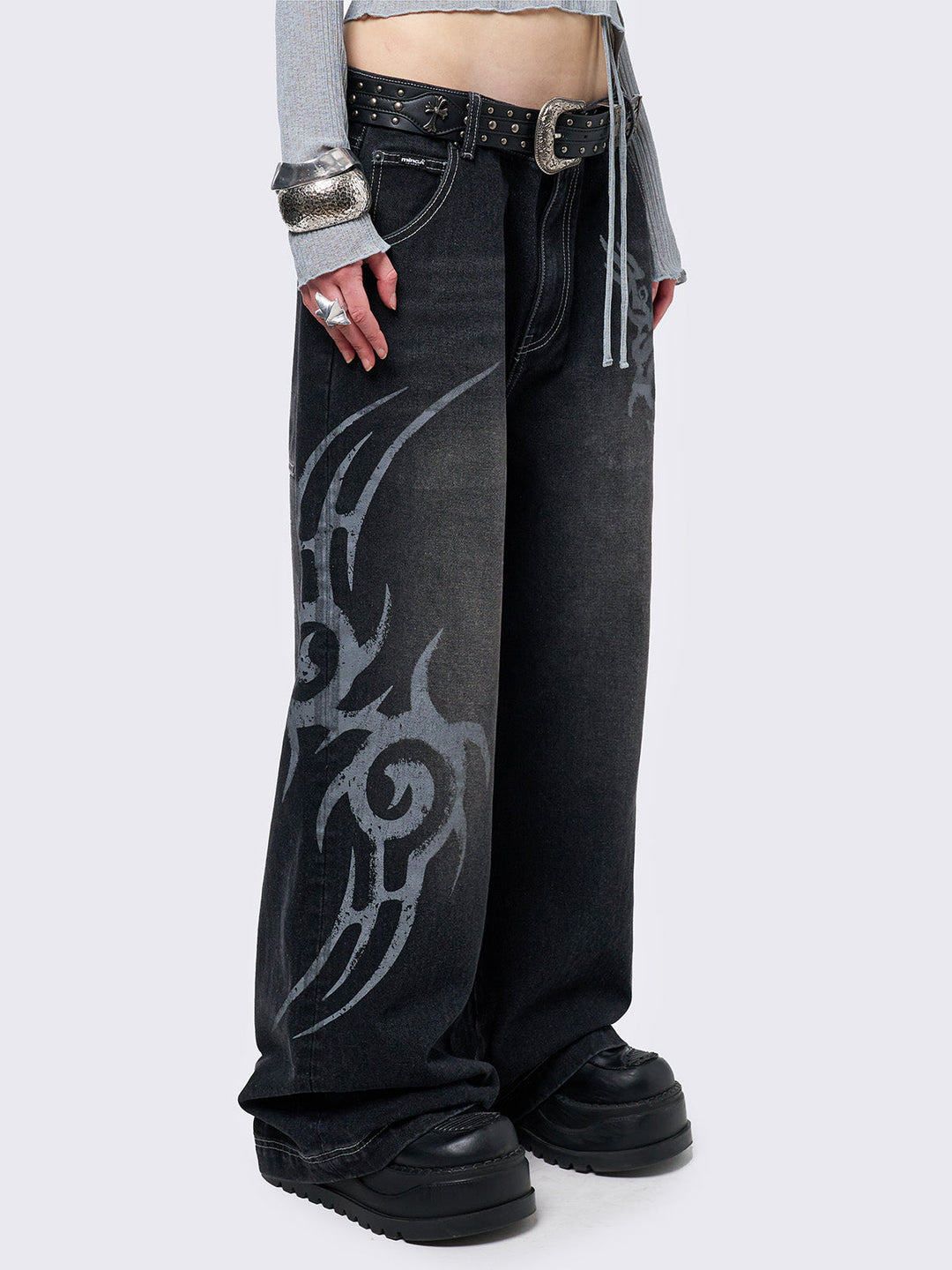 石川様　Menes black baggy denim Ssize MENES Solid Black Super Baggy Jeans