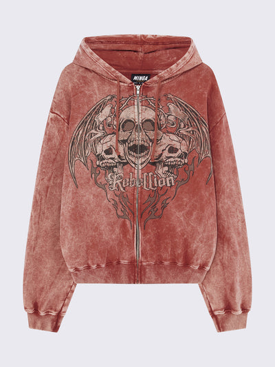 Rebellion Washed Zip Up Hoodie