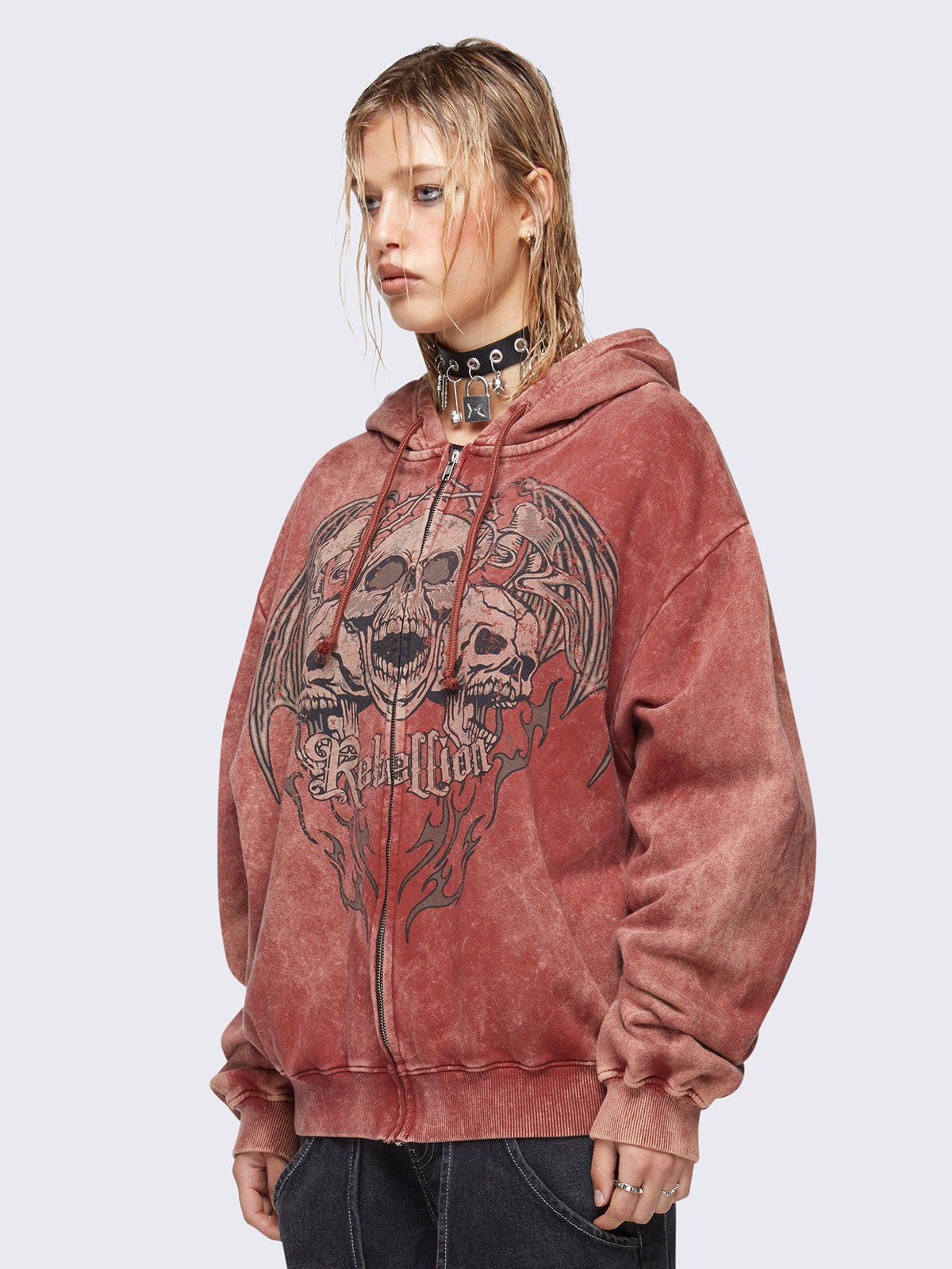 Rebellion Washed Zip Up Hoodie