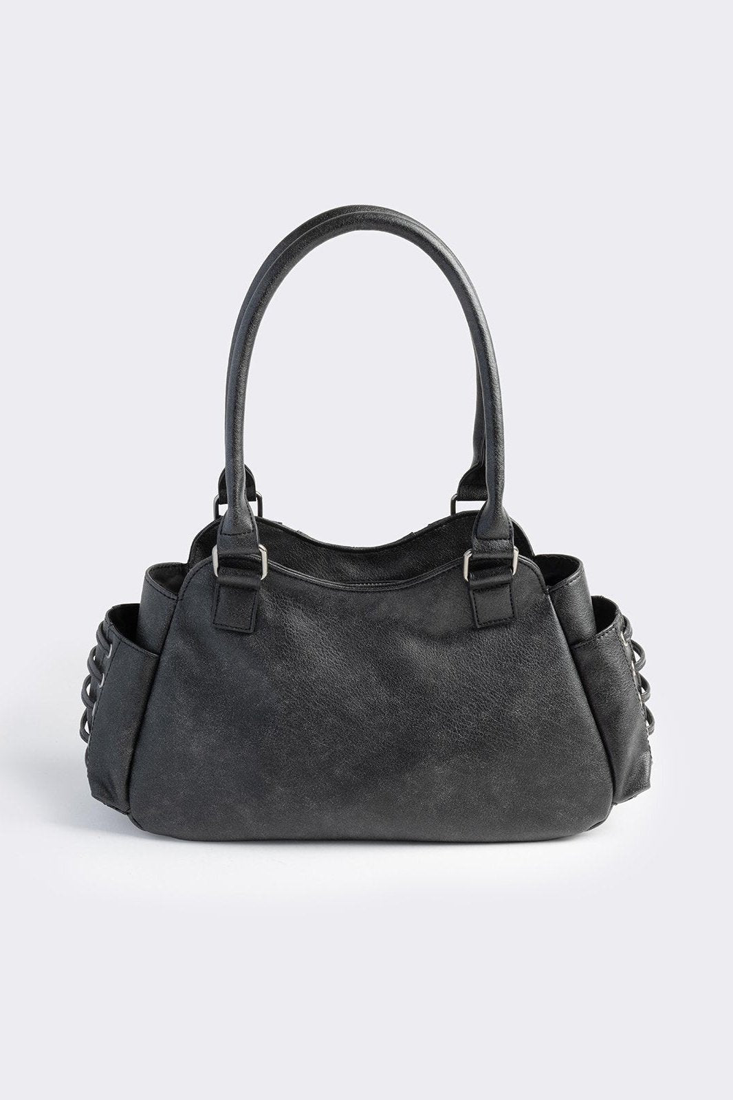 Vegan Leather Eyelet Shoulder Bag in Black | Minga London – Minga