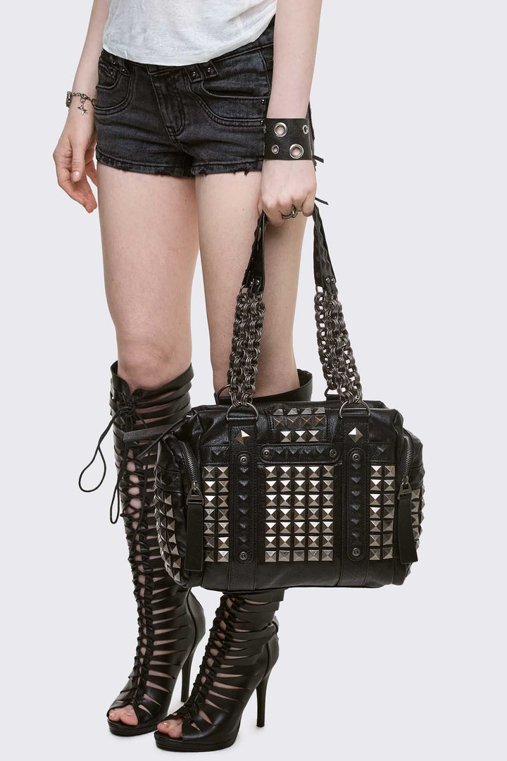 Vegan Faux Leather Studded Shoulder Bag | Minga London
