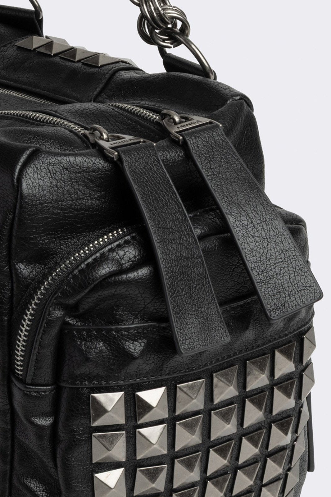 Vegan Faux Leather Studded Shoulder Bag