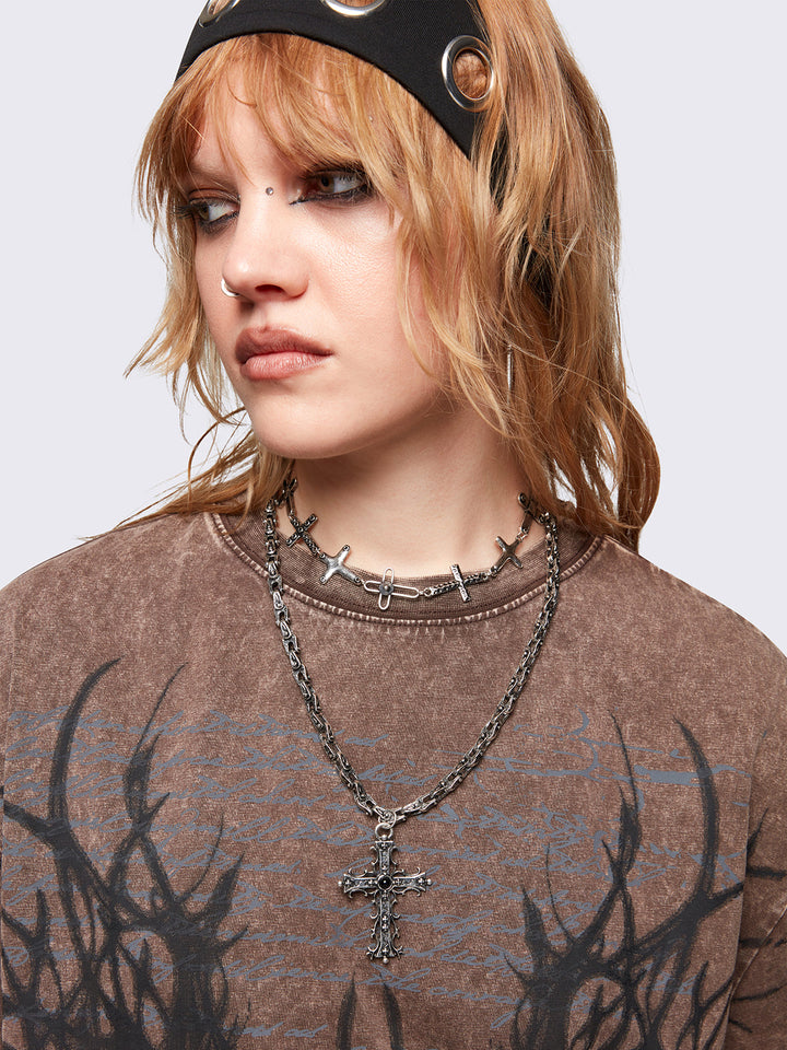国内未入荷 Minga London - SPIRAL SOUL NECKLACE SET 3 PC Silver Necklace Set with Tribal Sun Pendant | Minga London