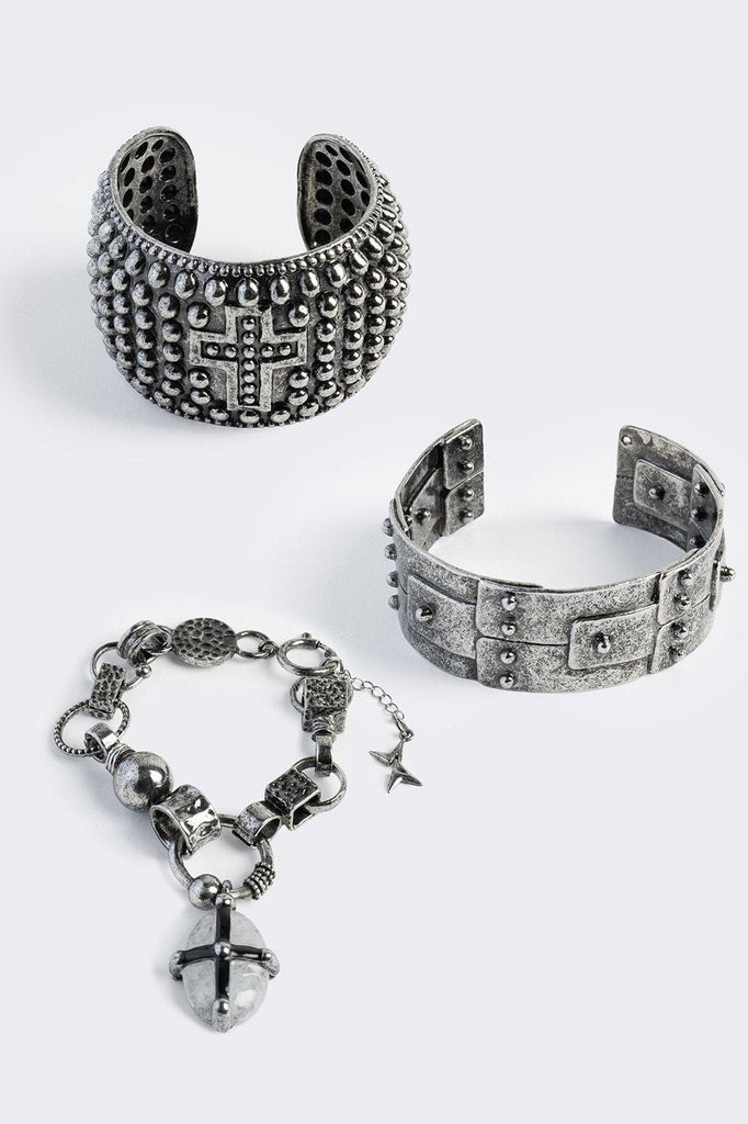 Silver Cuff Bracelet Set | Minga London