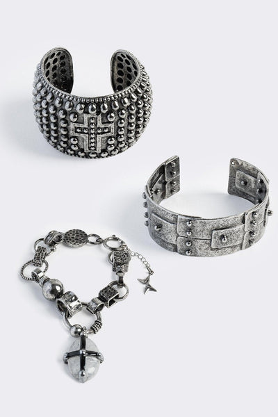 Silver Cuff Bracelet Set | Minga London