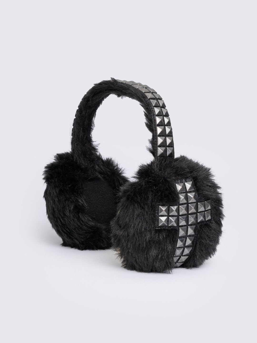 Black Studded Earmuffs with Studded Cross | Minga London – Minga
