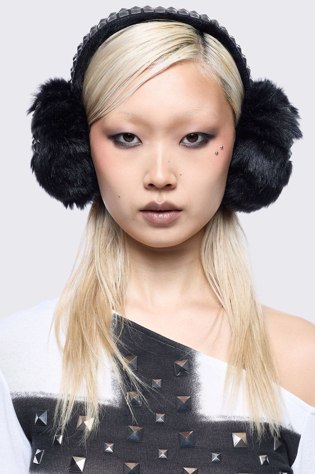 Black Studded Earmuffs with Studded Cross | Minga London – Minga