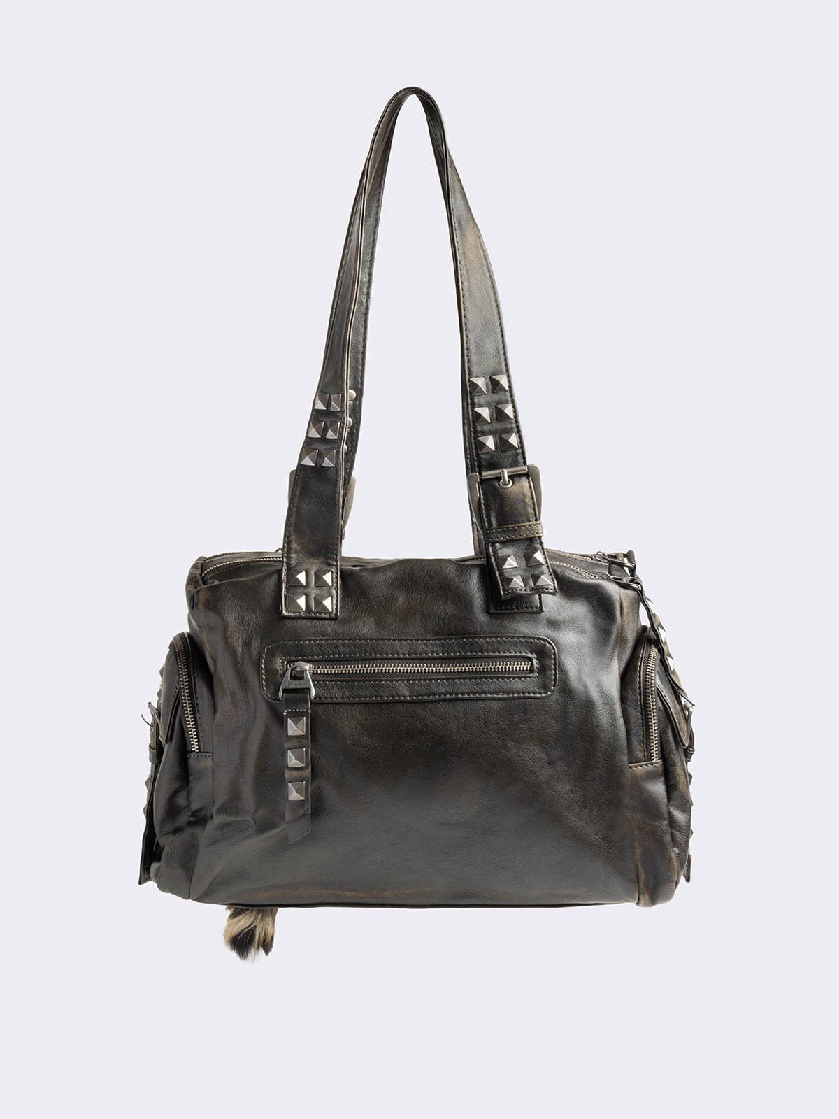 Black Vegan Leather Multi Pocket Shoulder Bag | Minga London
