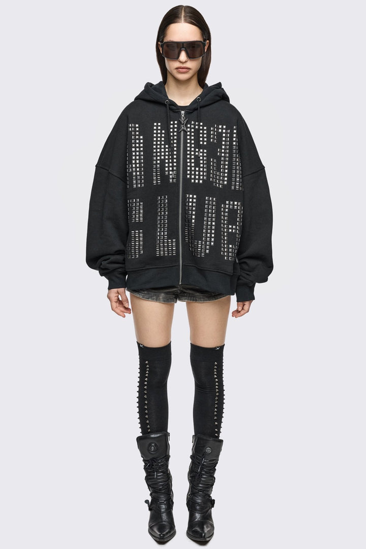 トップス Minga London spikey setup Black Thigh High Socks With Silver Spikes | Minga London