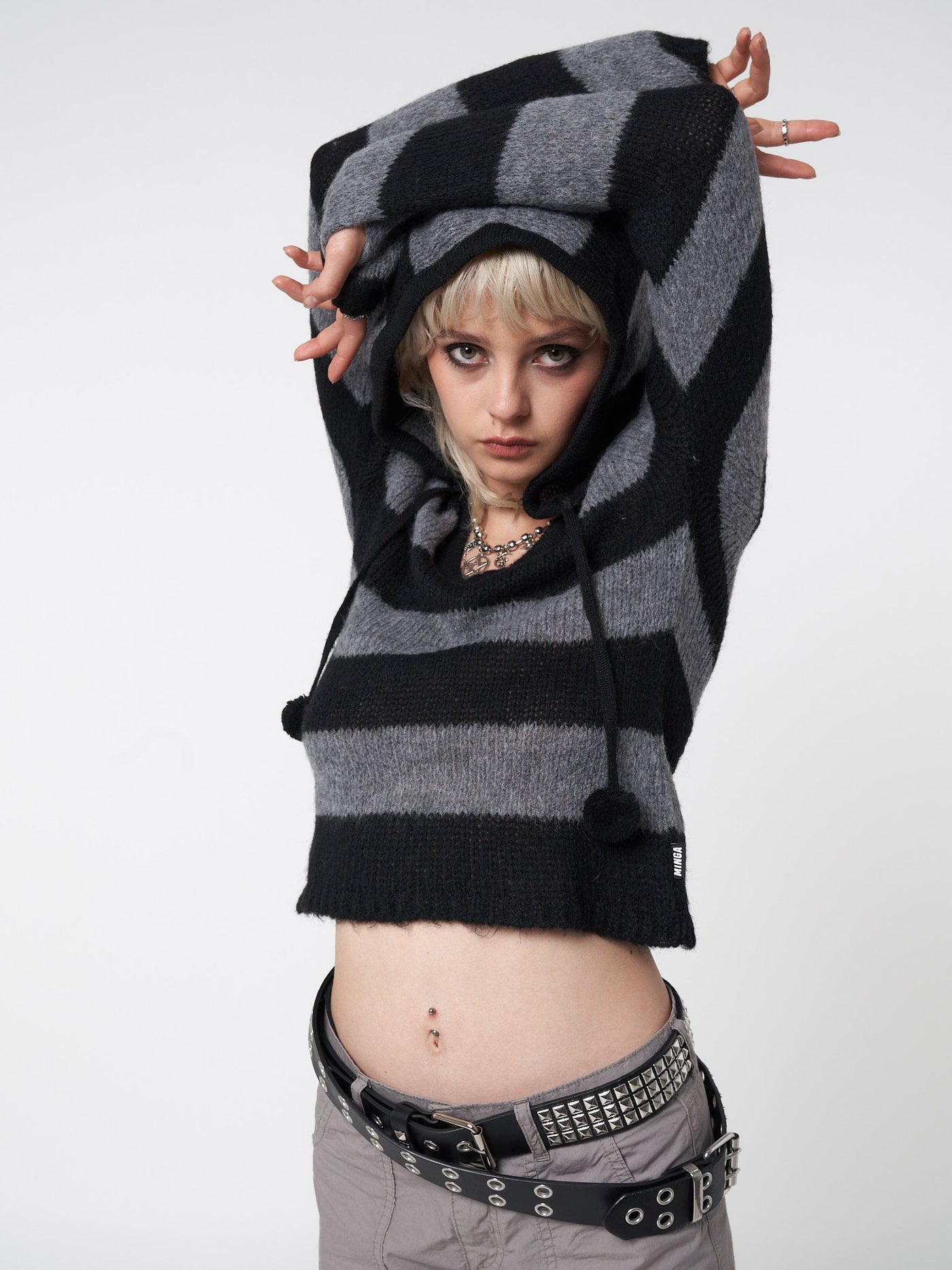 Smoke Stripes Knitted Hoodie - Minga EU