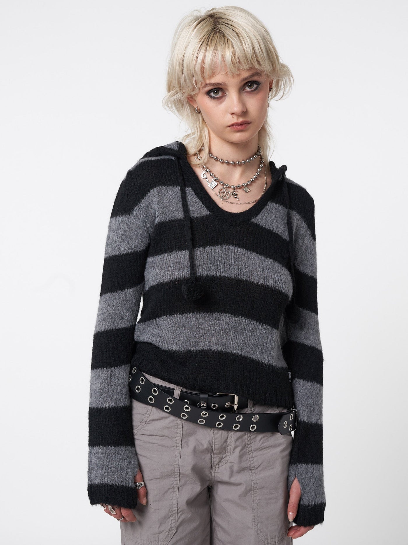 Smoke Stripes Knitted Hoodie - Minga EU