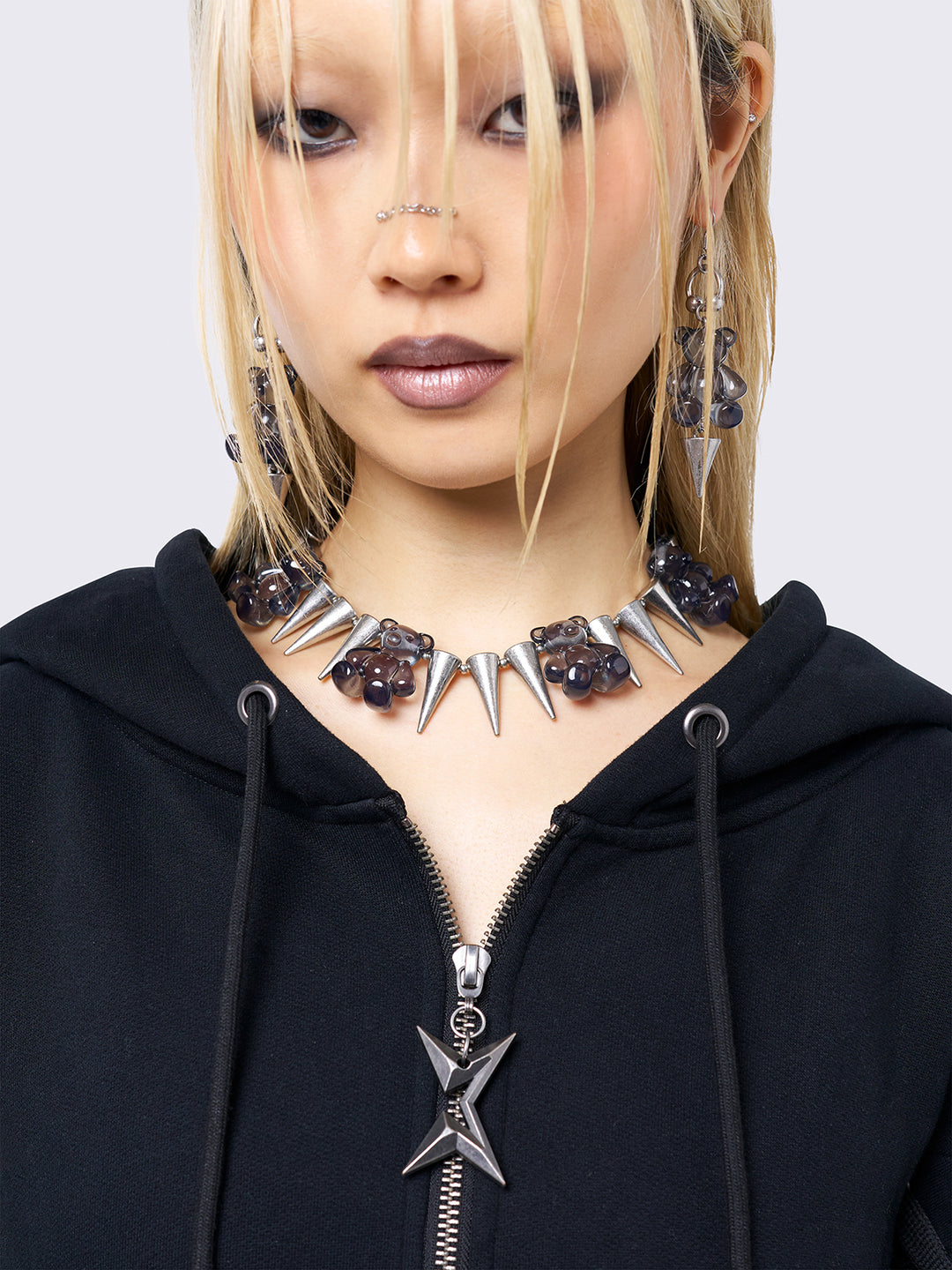 【Minga London】SPIKED CUDDLES NECKLACE ※送関込 Spiked Necklace with Black Teddy Bear | Minga London – Minga