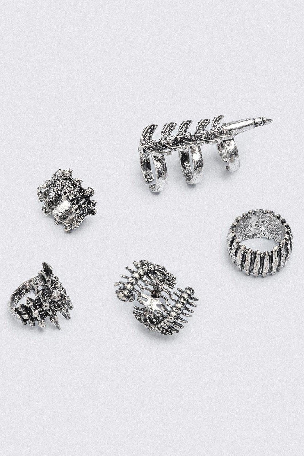 アクセサリー CDL TOKYO Moon stone Misanga set Centipede Ring Set with Antique Silver Finish | Minga London