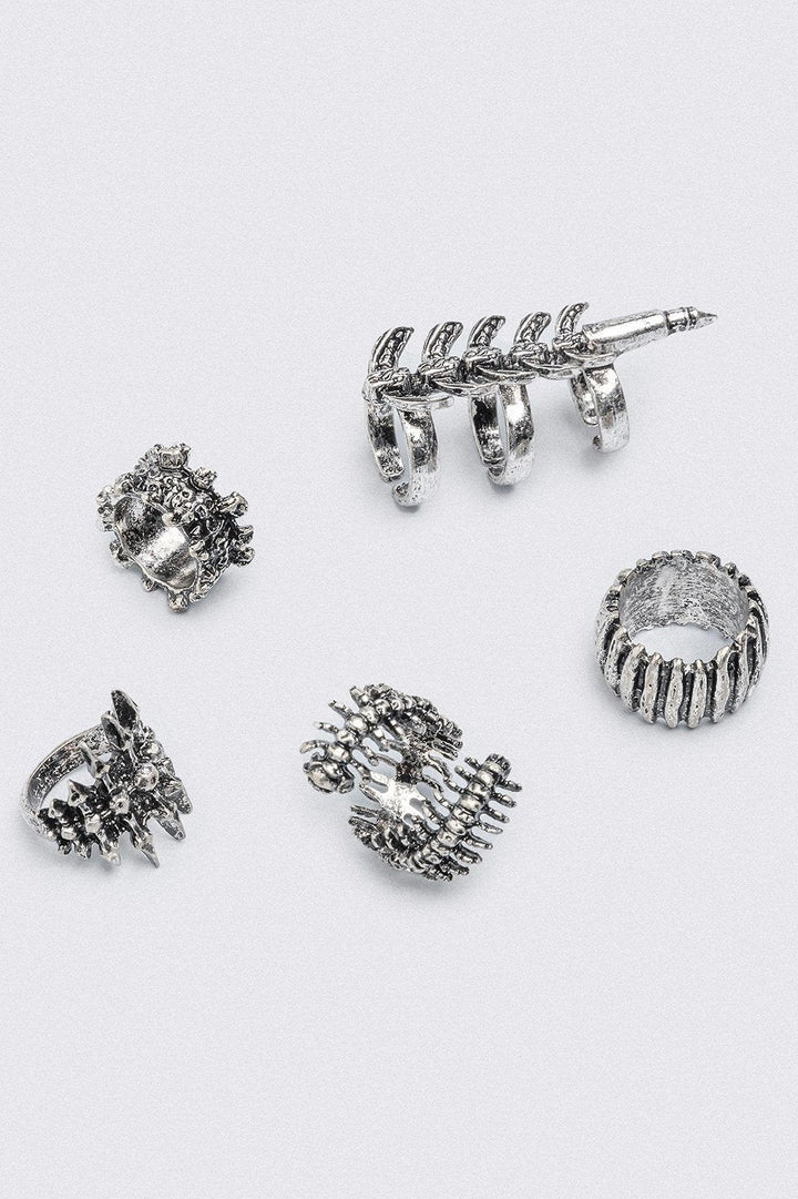 Centipede Ring Set with Antique Silver Finish | Minga London