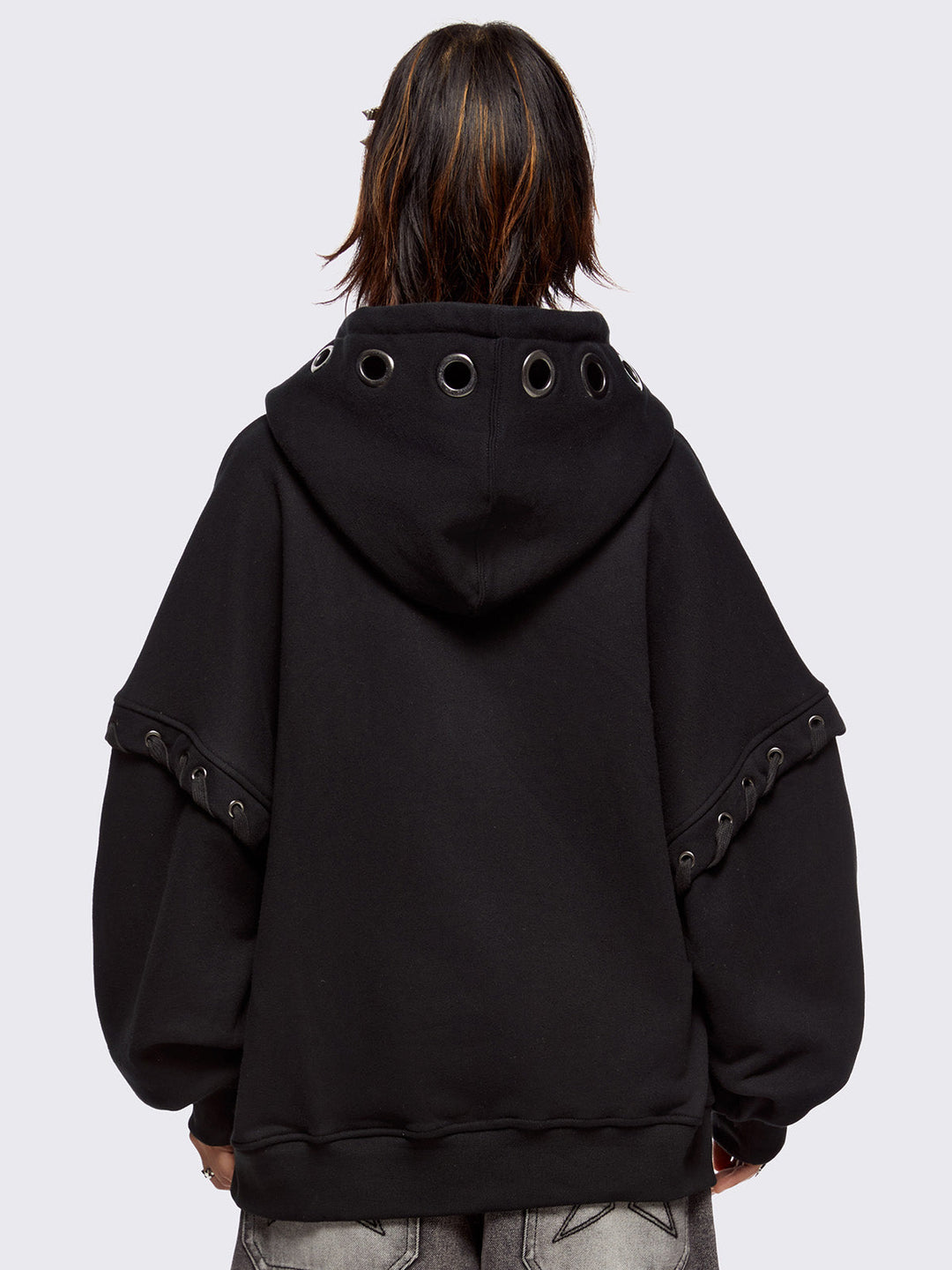 トップス saaaaya threadeye-black-zip-up-