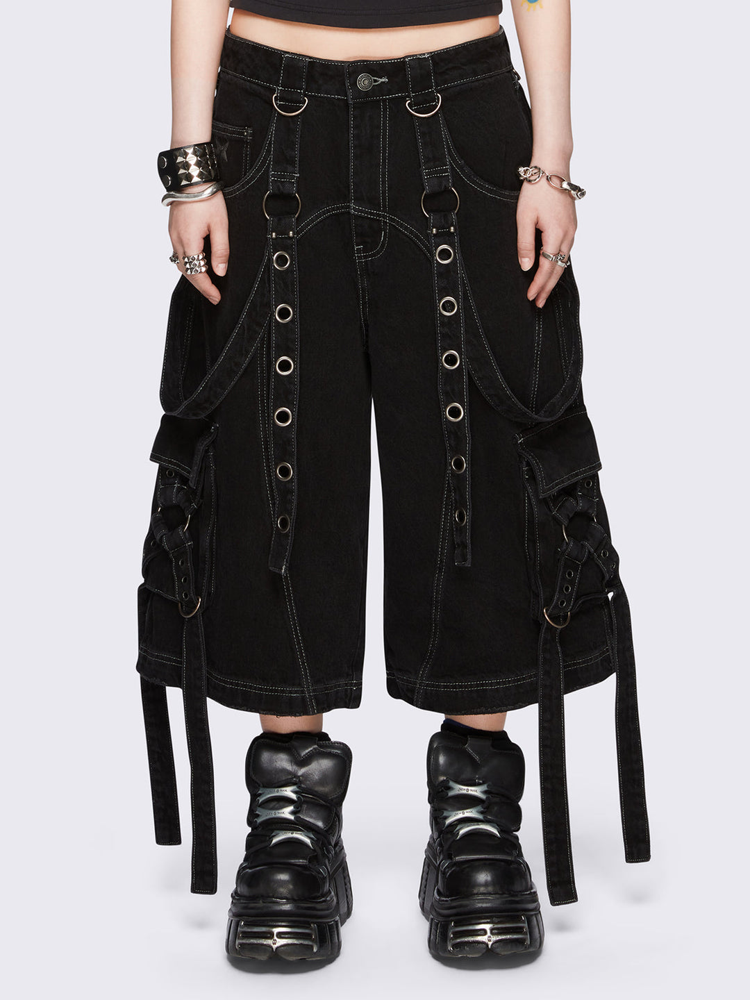 国内で当店のみ Minga London - TREK BLACK WASHED JORTS trek-black-washed-cargo-