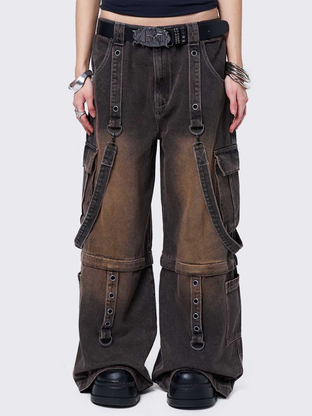 パンツ Minga London TREK CAMO CARGO JEANS trek-overdye-wash-wide-leg-