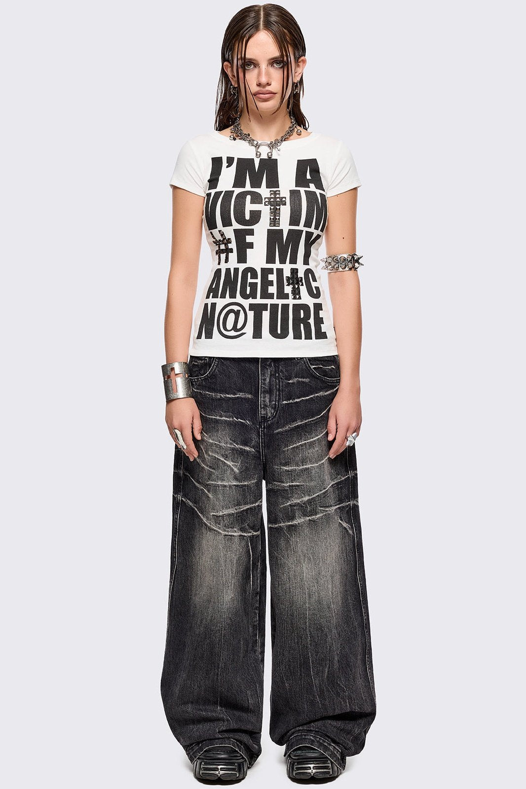 Minga London バギージーンズ ブラック【新品】 Black Washed Baggy Jeans | Minga London – Minga London US