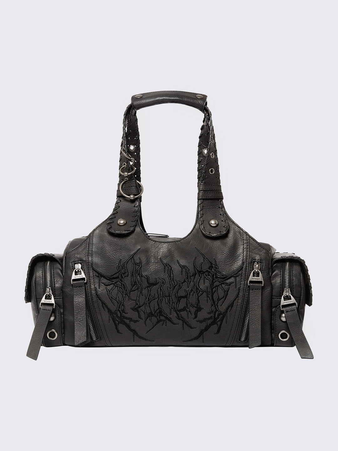 国内未入荷 Minga London - XYRA VEGAN SHOULDER BAG Vegan Leather Sigilism Shoulder Bag in Black | Minga London