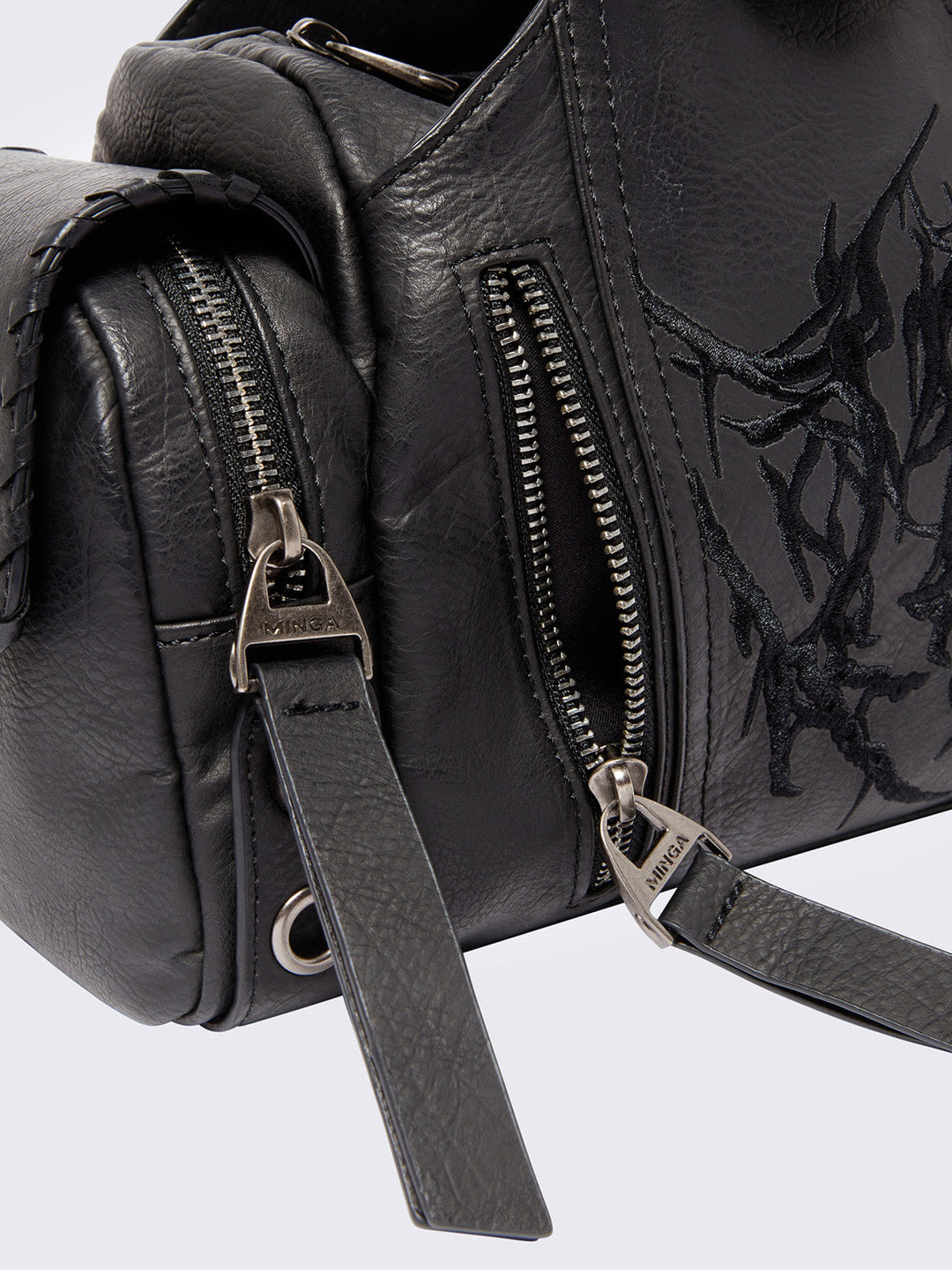 Vegan Leather Sigilism Shoulder Bag in Black | Minga London