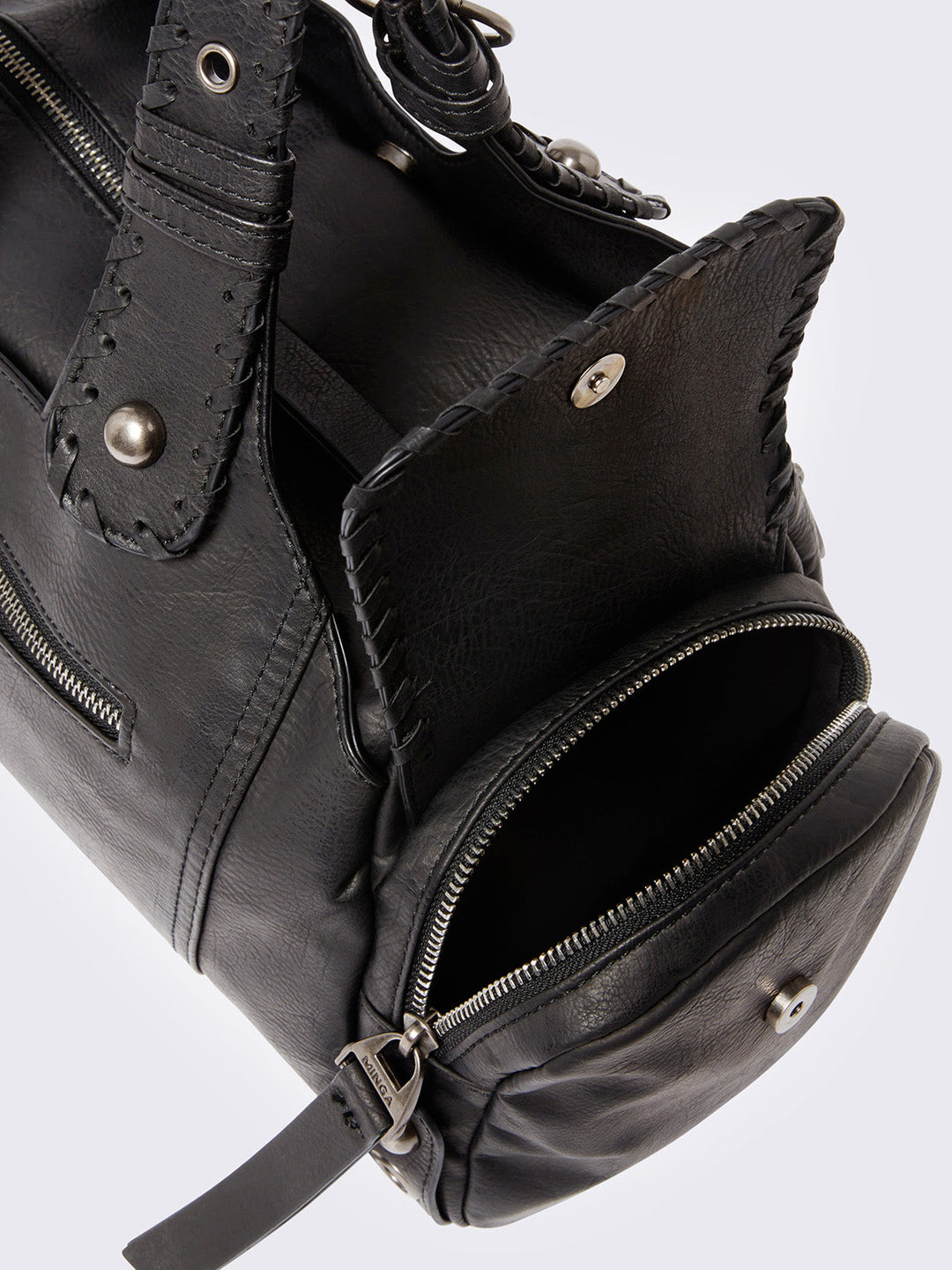 Vegan Leather Sigilism Shoulder Bag in Black | Minga London