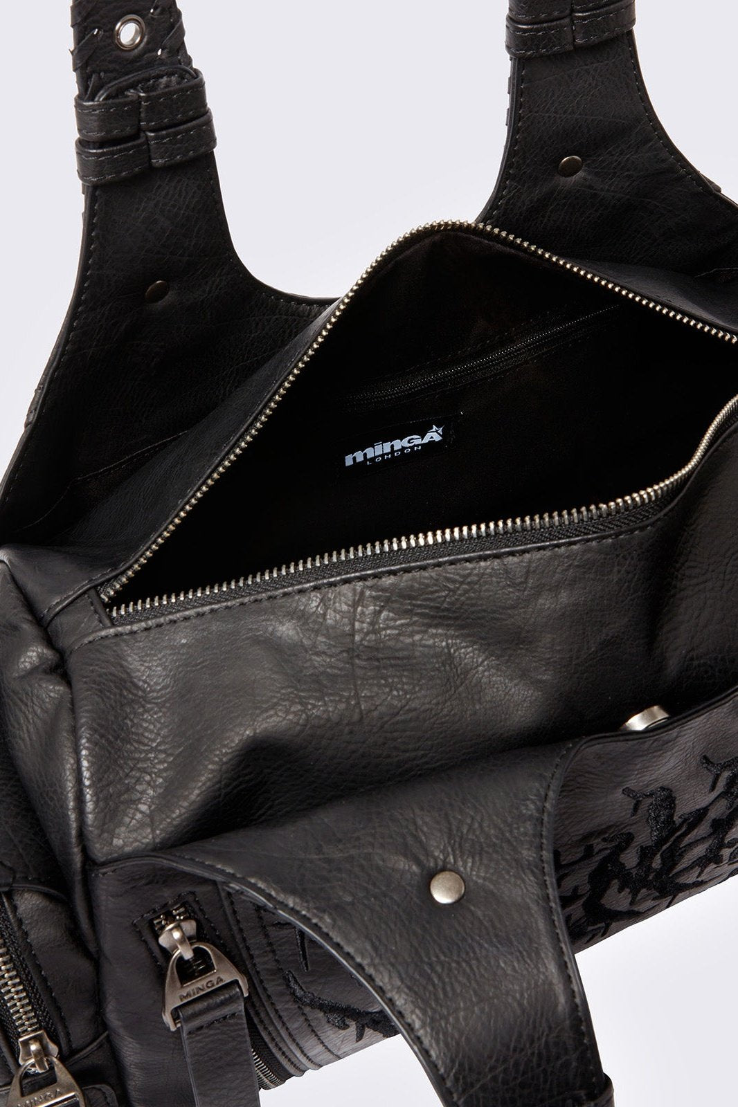 Vegan Leather Sigilism Shoulder Bag in Black | Minga London