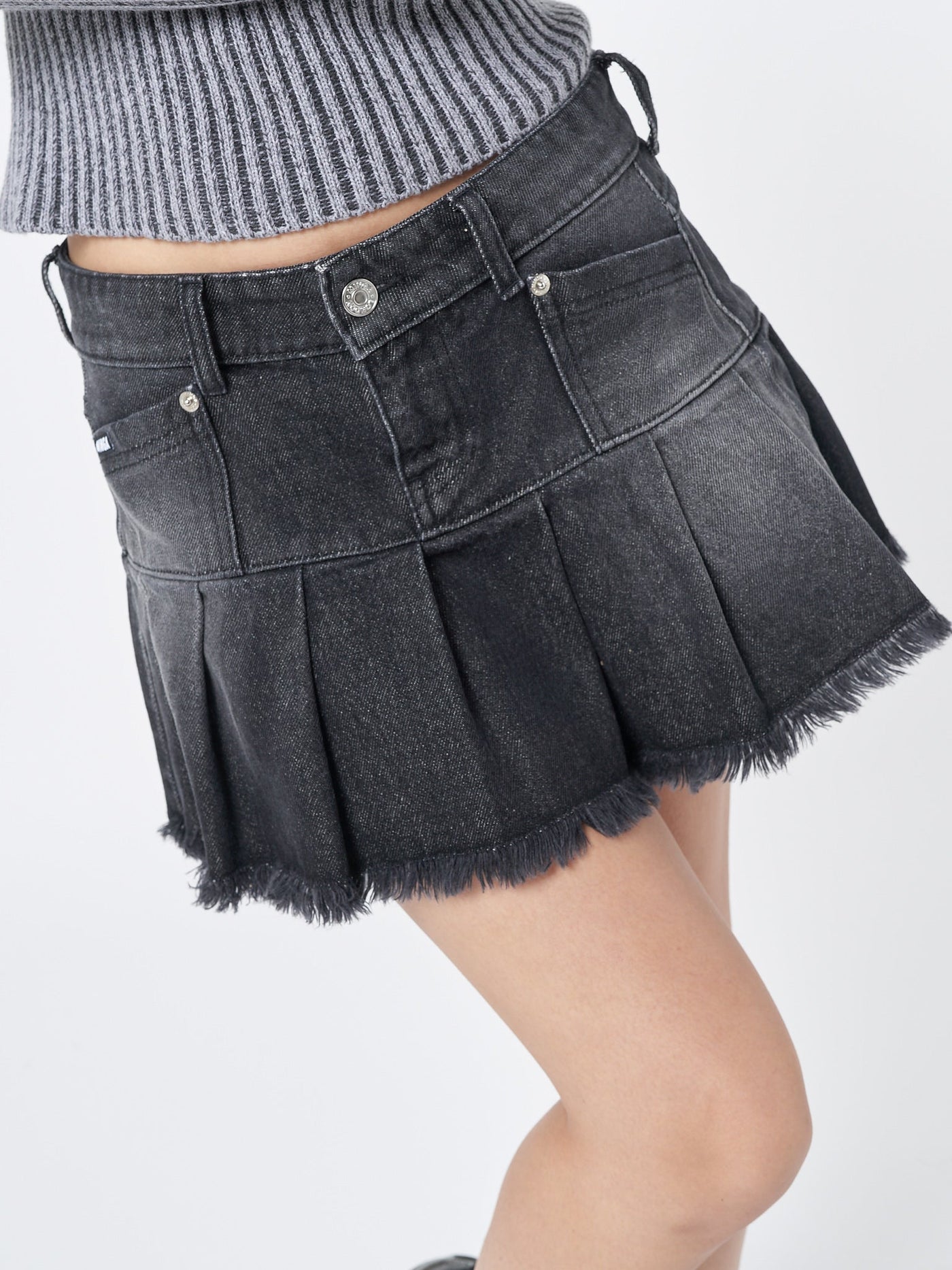 Nya Black Pleated Mini Skirt