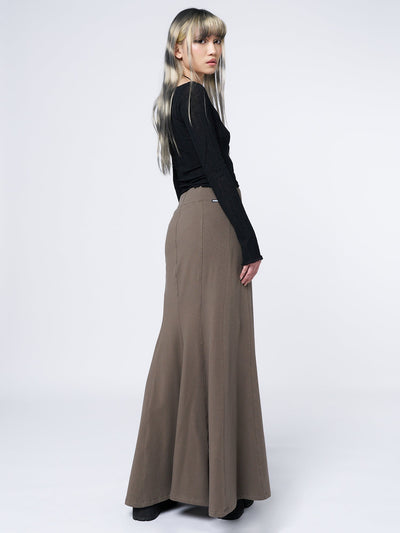 Aria Green Lined Maxi Skirt