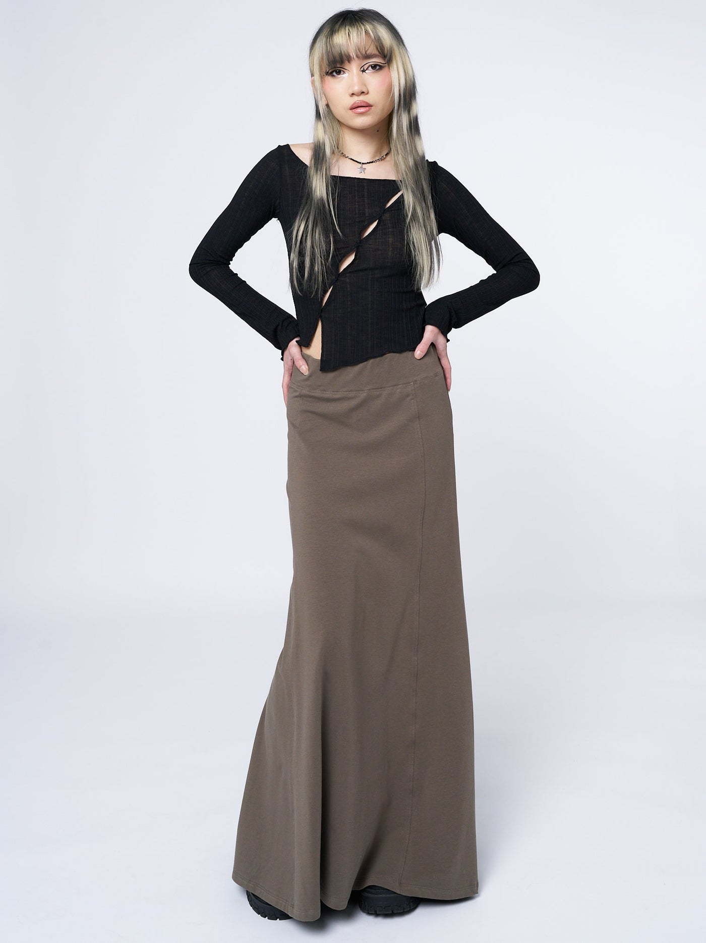 Aria Green Lined Maxi Skirt